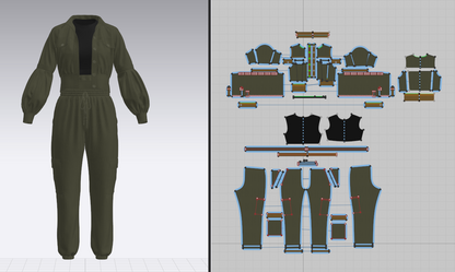 Women's Corduroy Cropped Jacket Outfit 3d Model Marvelous Designer-Clo3d-fbx-obj-Zprj