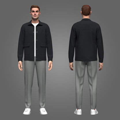 Male Jacket and pant outfit 3d Model Marvelous Designer-Clo3d-fbx-obj-Zprj