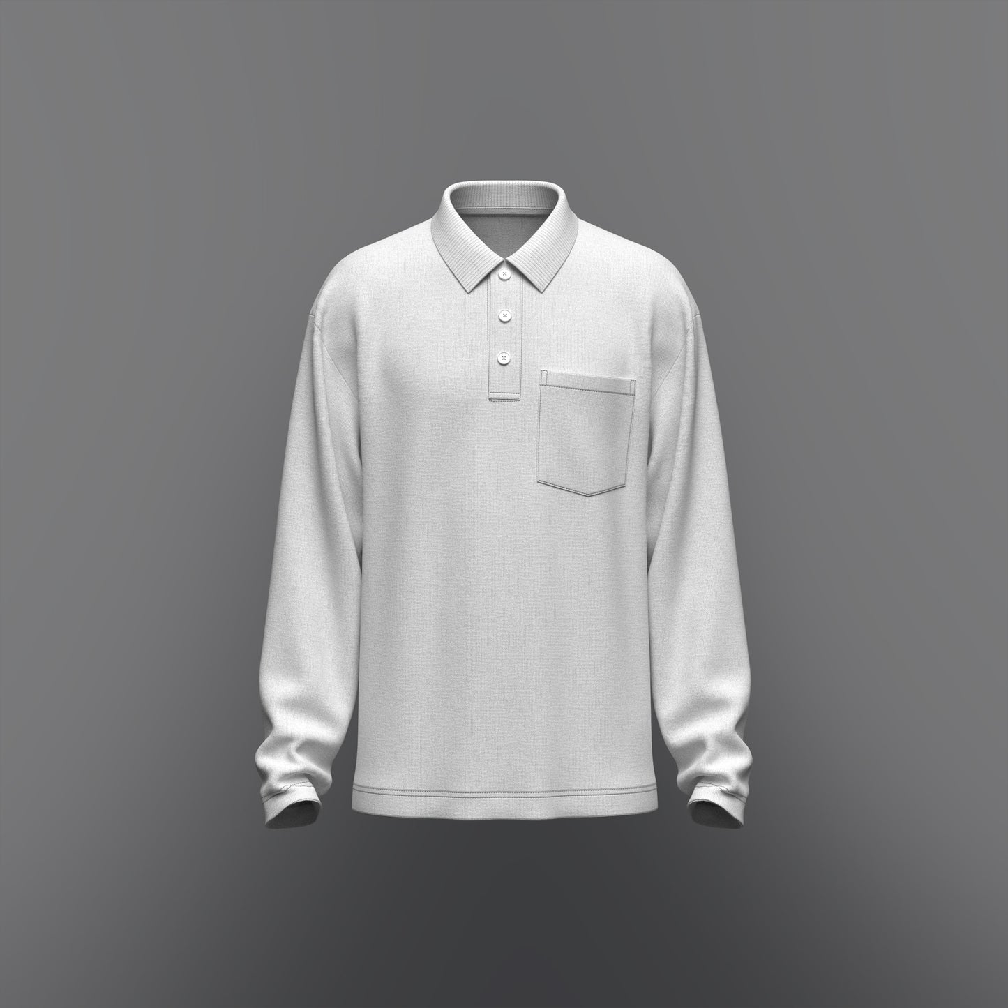 Men's Oversized Full Sleeve Polo 3d Model Marvelous Designer-Clo3d-fbx-obj-Zprj