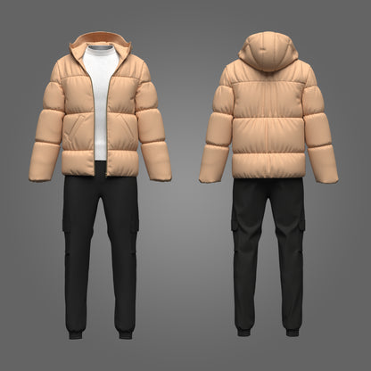 Men's Puffer Jacket Outfit 3d Model Marvelous Designer-Clo3d-fbx-obj-Zprj