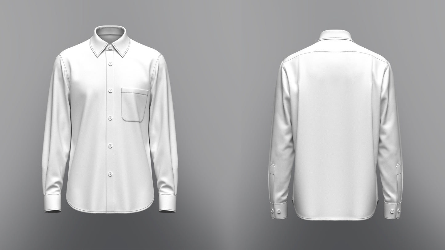 Men's Regular Fit Full Slv Shirt 3d Model Marvelous Designer-Clo3d-fbx-obj-Zprj