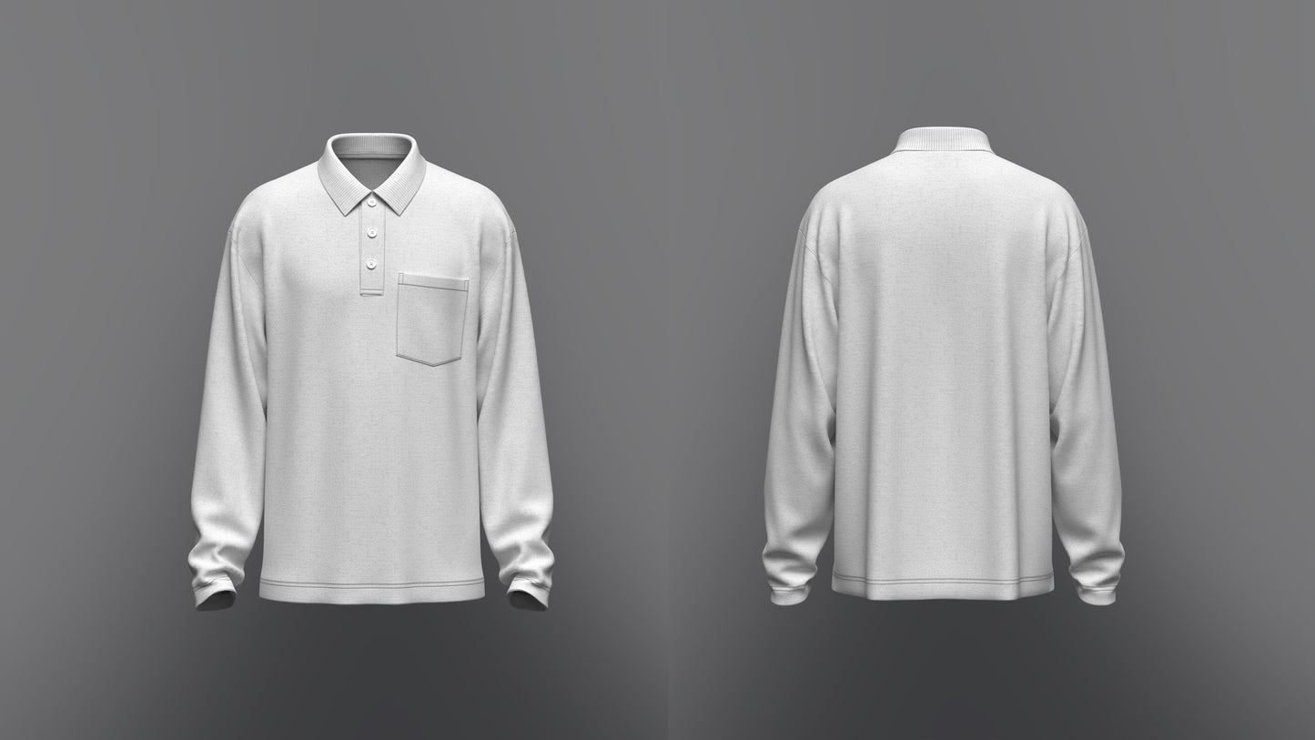 Men's Oversized Polo 3d Model Marvelous Designer-Clo3d-fbx-obj-Zprj