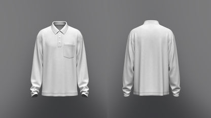 Men's Oversized Full Sleeve Polo 3d Model Marvelous Designer-Clo3d-fbx-obj-Zprj