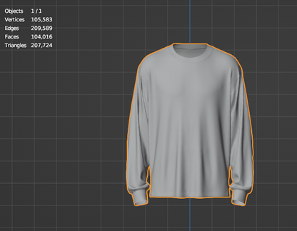 Men's Oversized Full Sleeve T-shirt 3d Model Marvelous Designer-Clo3d-fbx-obj-Zprj