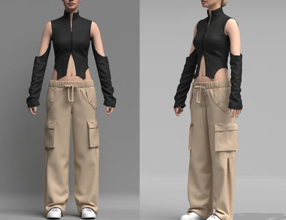 Women's Street wear Outfit 3d Model Marvelous Designer-Clo3d-fbx-obj-Zprj