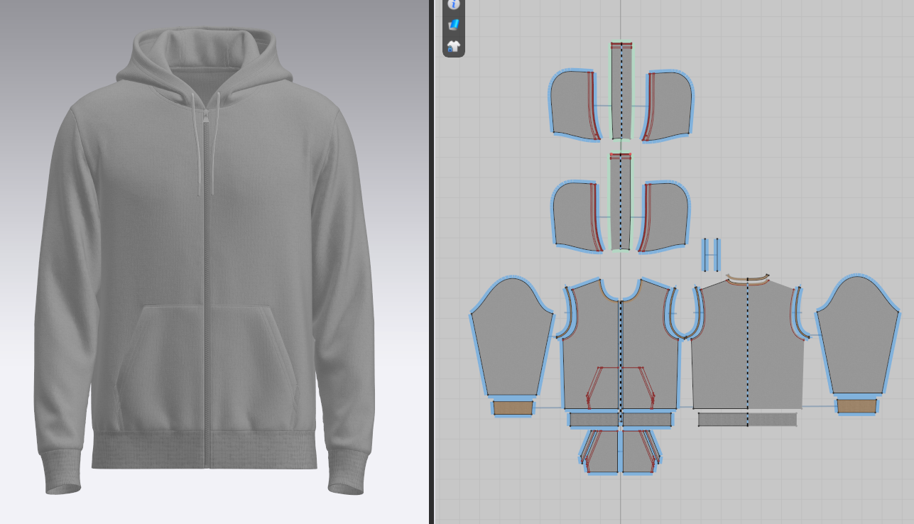 Male Front Zip Hoodie Hood Off 3d Model Marvelous Designer-Clo3d-fbx-obj-Zprj