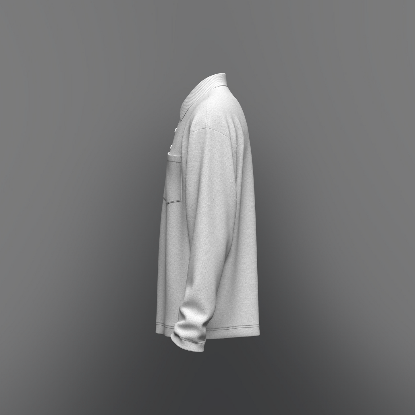 Men's Oversized Full Sleeve Polo 3d Model Marvelous Designer-Clo3d-fbx-obj-Zprj