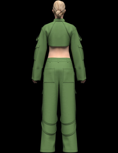 Women's Top And Cargo Pant 3d Model Marvelous Designer-Clo3d-fbx-obj-Zprj