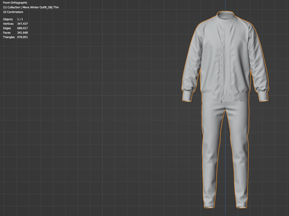 Men's Winter Outfit Bomber Jacket Sweatshirt Jeans 3d Model Marvelous Designer-Clo3d-fbx-obj-Zprj