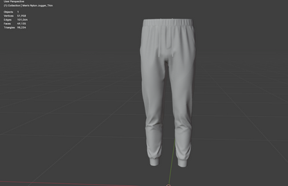 Men's Nylon Jogger 3d Model Marvelous Designer-Clo3d-fbx-obj-Zprj