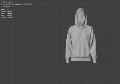 Women Raglan Sleeve Hoodies 3d Model Marvelous Designer-Clo3d-fbx-obj-Zprj