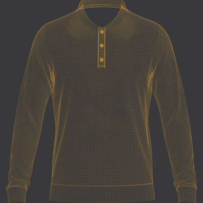 Men's Full Sleeve Ribbed Polo 3d Model Marvelous Designer-Clo3d-fbx-obj-Zprj