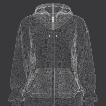 Women's Oversized Hoodie Set in Zip And Pocket 3d Model Marvelous Designer-Clo3d-fbx-obj-Zprj