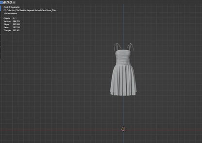 Tie Shoulder Layered Ruched Cami Dress 3d Model Marvelous Designer-Clo3d-fbx-obj-Zprj