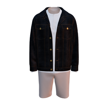Men's Denim Jacket and Shorts Outfit 3d Model Marvelous Designer-Clo3d-fbx-obj-Zprj